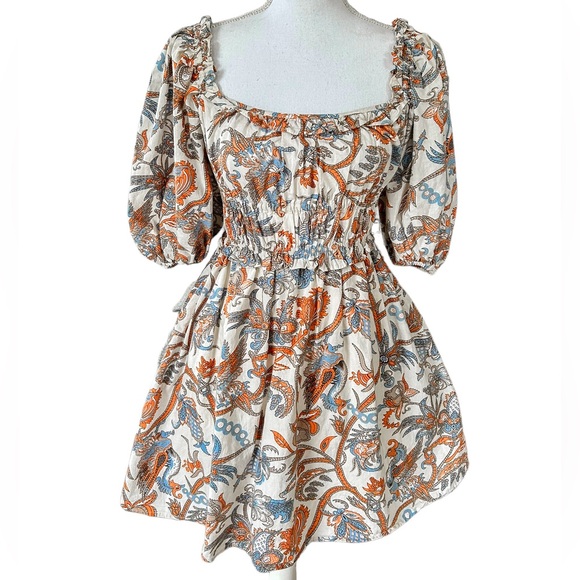 House of Harlow 1960 Nicole Richie Smocked Paisley Mini Dress - Picture 1 of 6